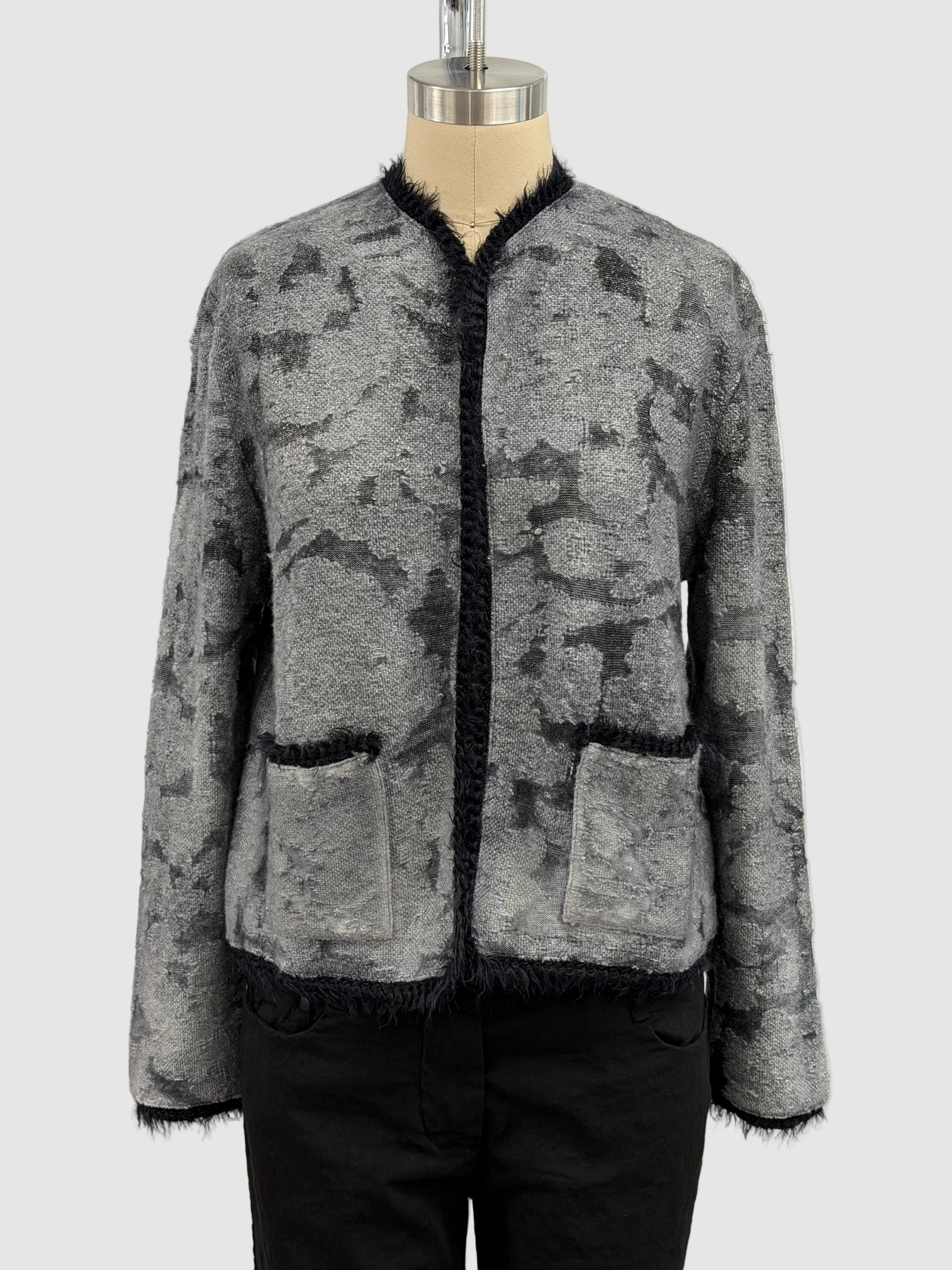 Avant Toi Filcoup Jacquard Round Neck Jacket With Lamination in Husky