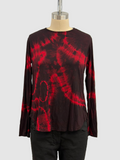 Annie Turbin High-Low Long Sleeve Top in Red Black Meteor