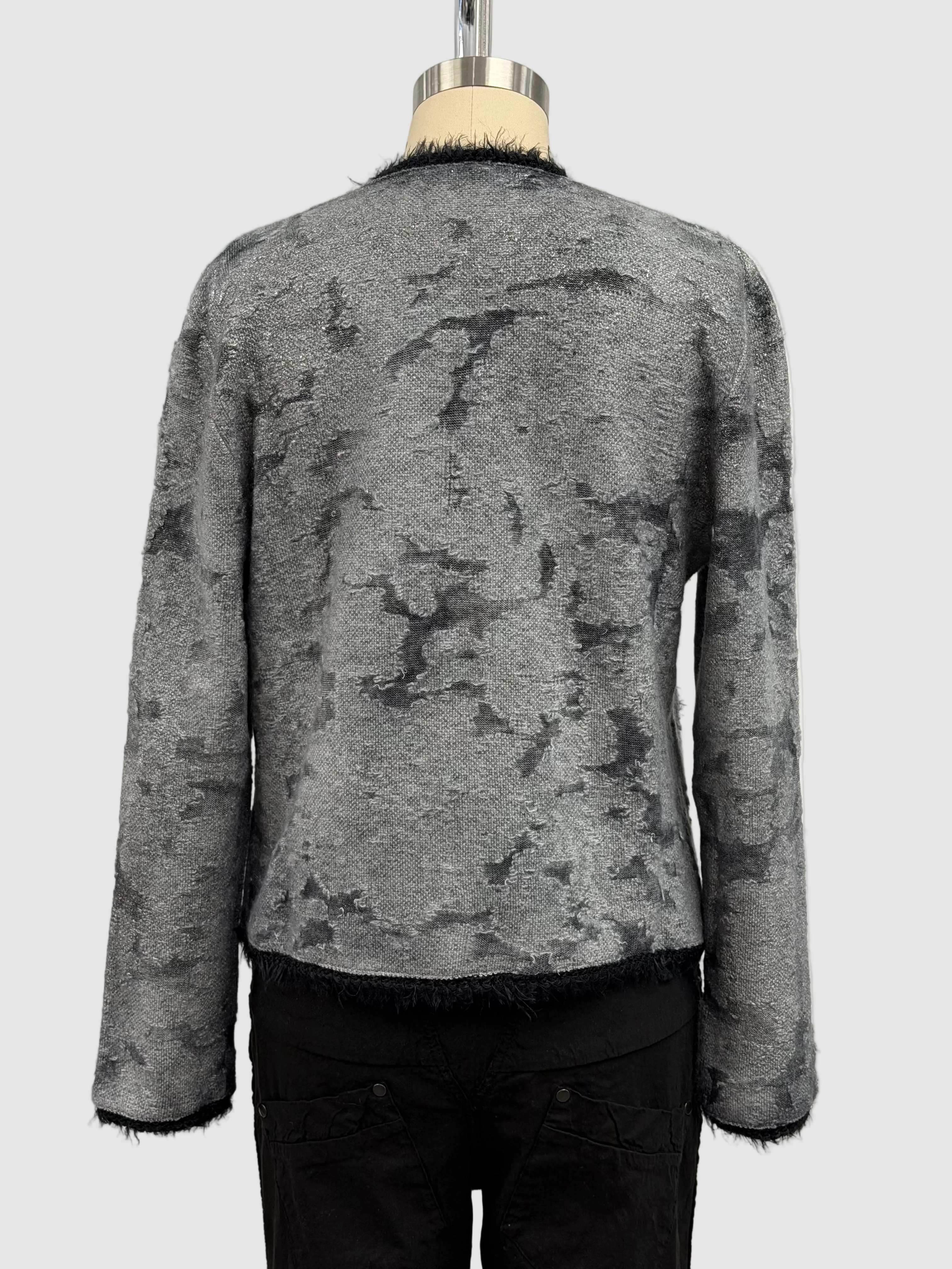 Avant Toi Filcoup Jacquard Round Neck Jacket With Lamination in Husky