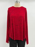 Annie Turbin High-Low Long Sleeve Top in Red with Black Swirls