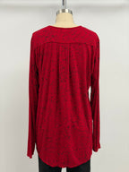 Annie Turbin High-Low Long Sleeve Top in Red with Black Swirls