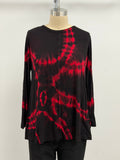 Annie Turbin Center Seam Long Sleeve Tee in Black/Red Meteor