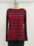 Annie Turbin Boat Neck Long Sleeve Tee in Red/Black Grid
