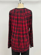 Annie Turbin High-Low Long Sleeve Top in Red/Black Grid