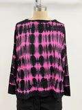 Annie Turbin Boxy Drop Shoulder Relax Fit Tee in Neon Pink/Black Grid