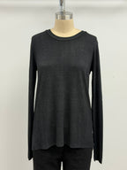 Avant Toi Ribbed Silk Modal Cew Neck Tee in Nero