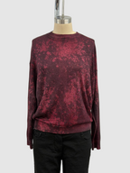Avant Toi Salt Effect Cashmere & Silk Round Neck Pullover in Wine