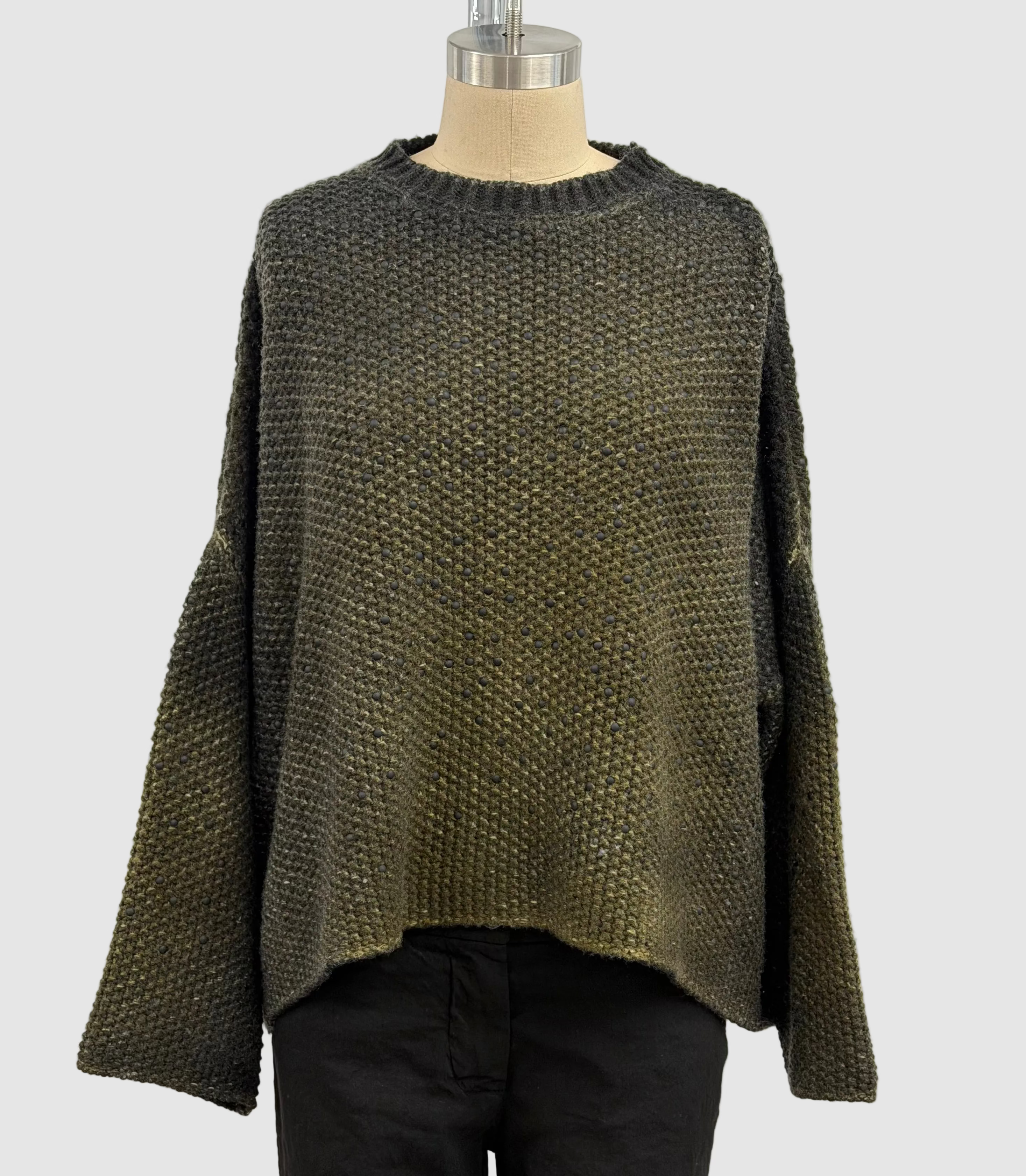 Avant Toi Maglia G/Collo Hand-Paionted Extrafine Merino Wool & Cashmere Sweater in Nero Pepita