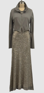 Lars Andersson Long Sequin Bias Tank Dress In Cement