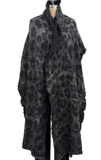 Avant Toi Hand-Painted Cashmere & Alpaca Leopard Jacquard Scarf in N/Nero