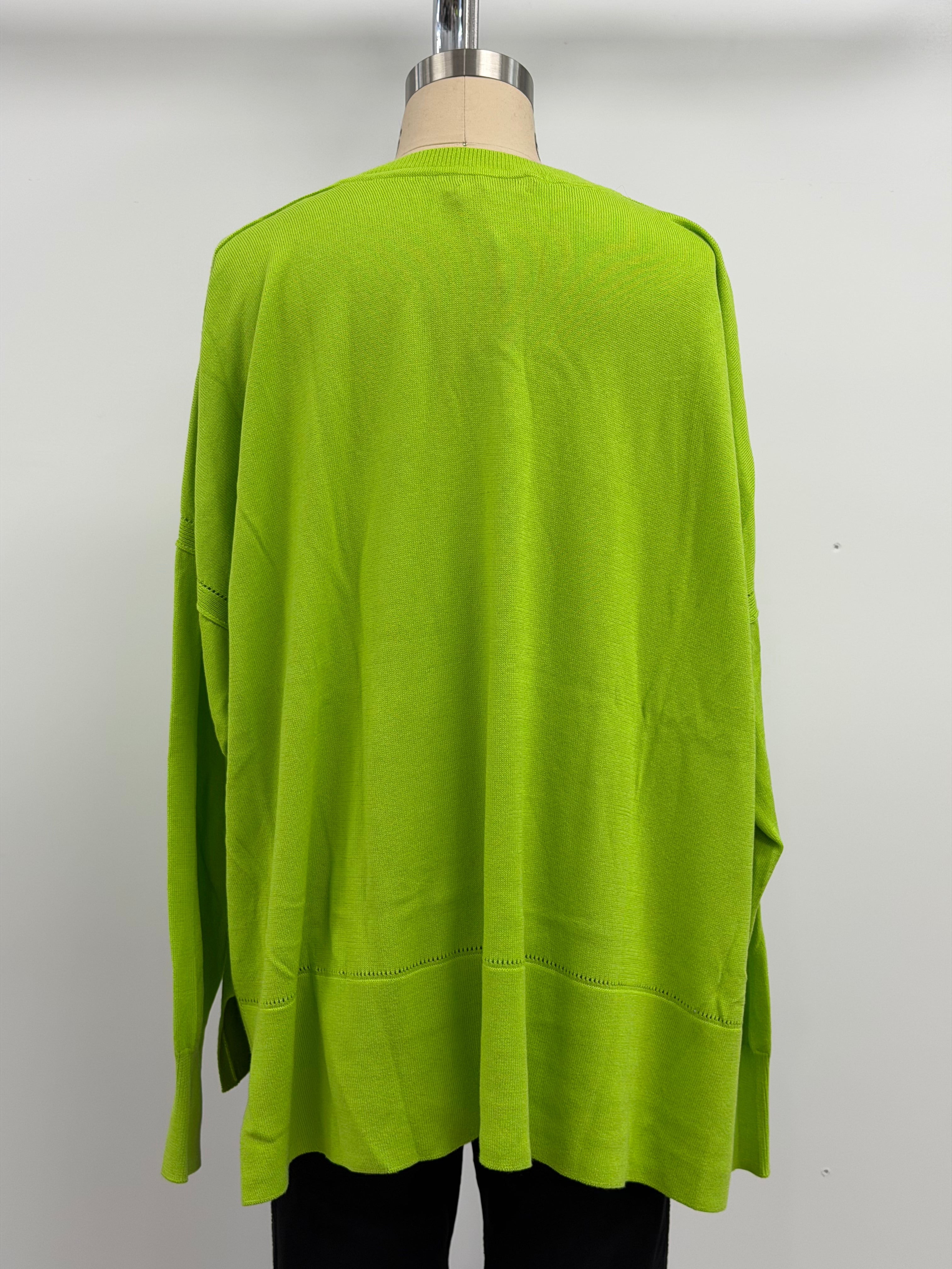Michael Gabriel Oversized V Neck Cotton Sweater In Lime Green