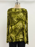 Annie Turbin Boat Neck Long Sleeve Tee in Super Green Tie Dye