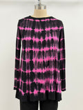 Annie Turbin Center Seam Long Sleeve Tee in Pink/Black Grid