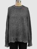 Avant Toi Hand-Painted Cotton Round Neck Pullover with Destroyed Edges in Fango