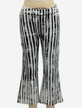 Annie Turbin Cropped Flare Pant in Black/White Hand-Printed Belts
