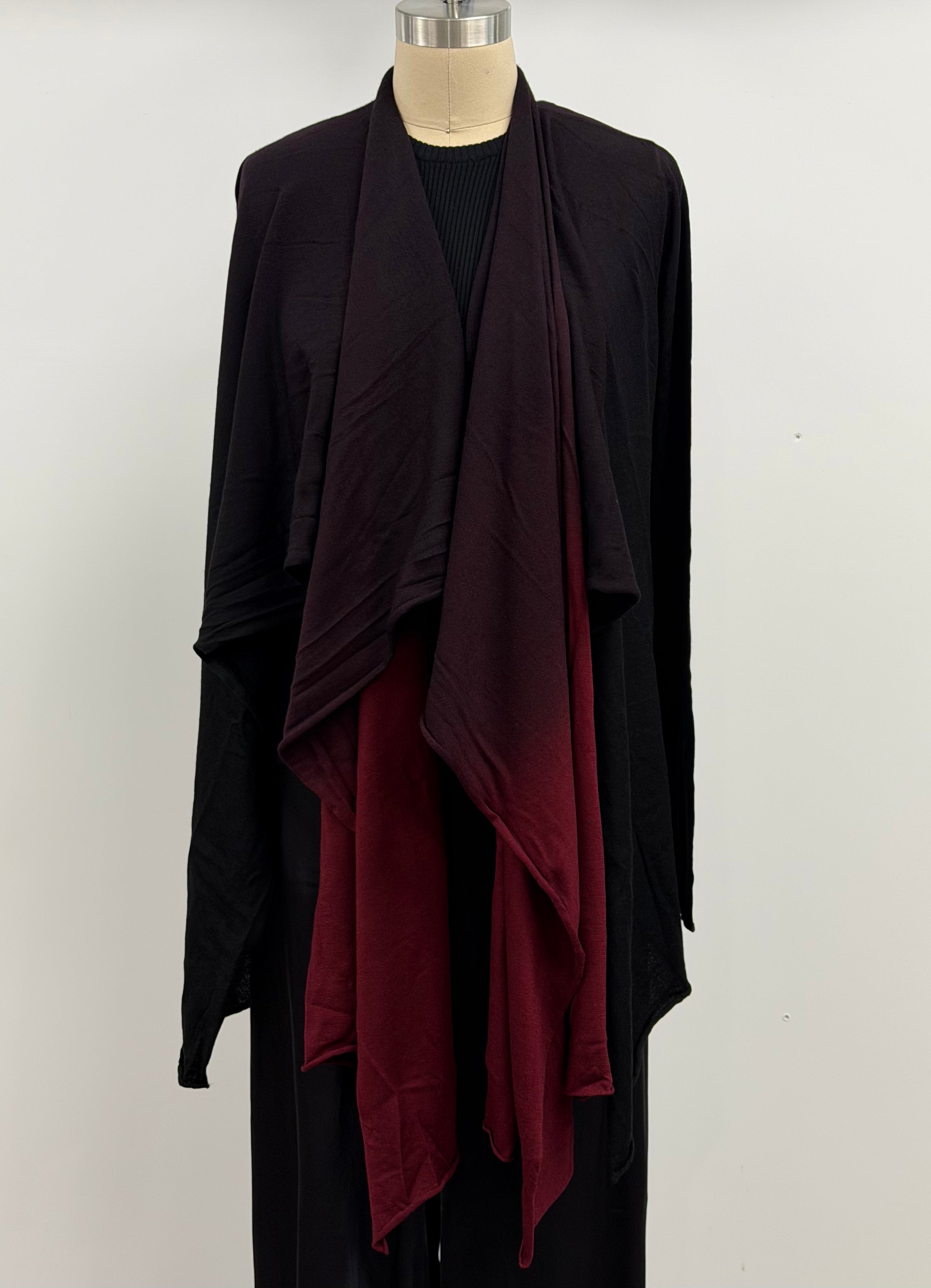 Lars Andersson Superfine Merino Shawl Cardigan in Marroon Ombre