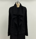 Lars Andersson Superfine Merino Draped Collar Cardigan in Black