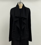 Lars Andersson Superfine Merino Draped Collar Cardigan in Black
