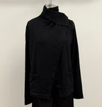 Lars Andersson Superfine Merino Draped Collar Cardigan in Black