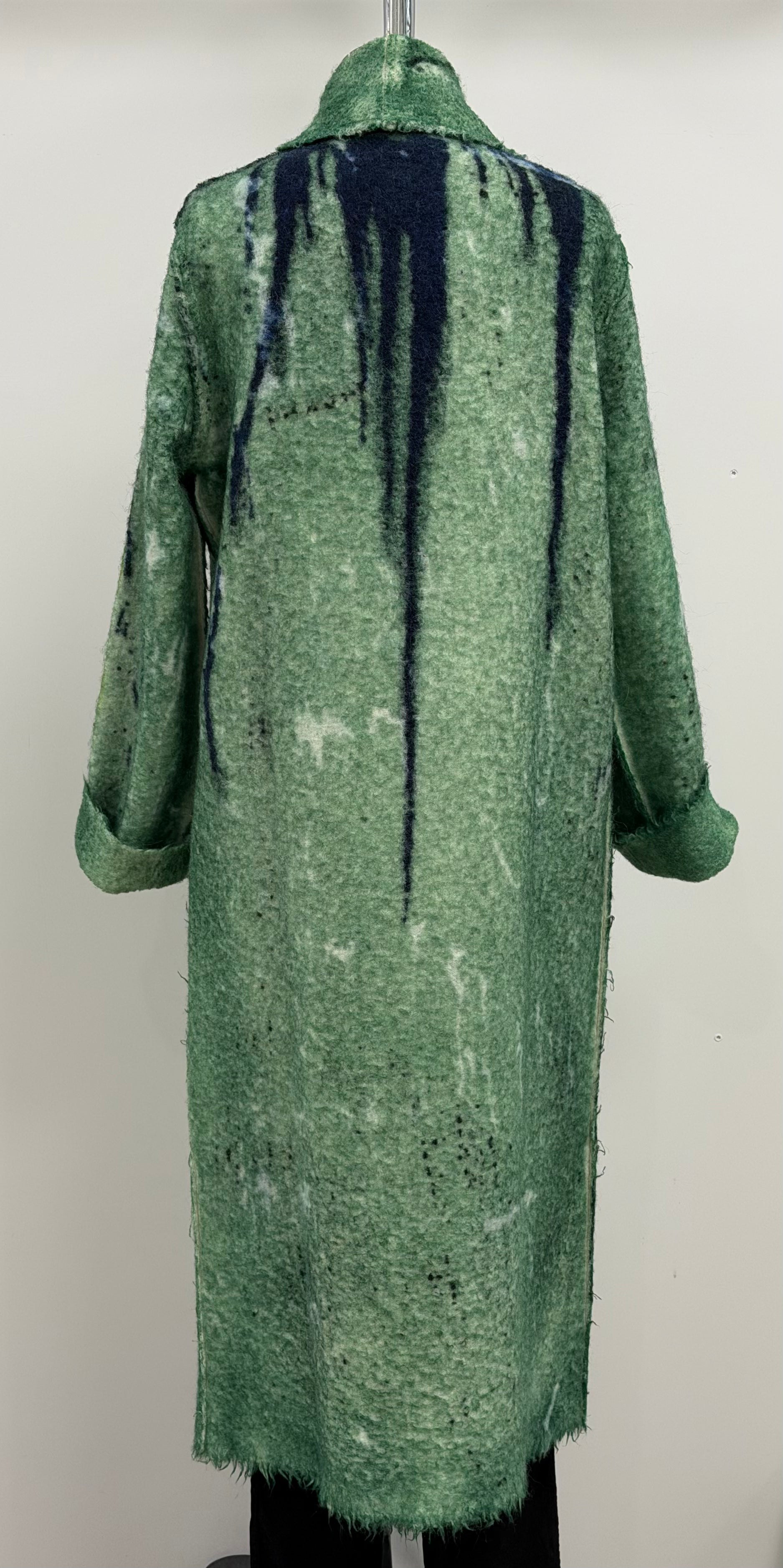Avant Toi Limited Edition Liquid Art Virgin Wool/ Alpaca Shawl Neck Long Coat In Wild