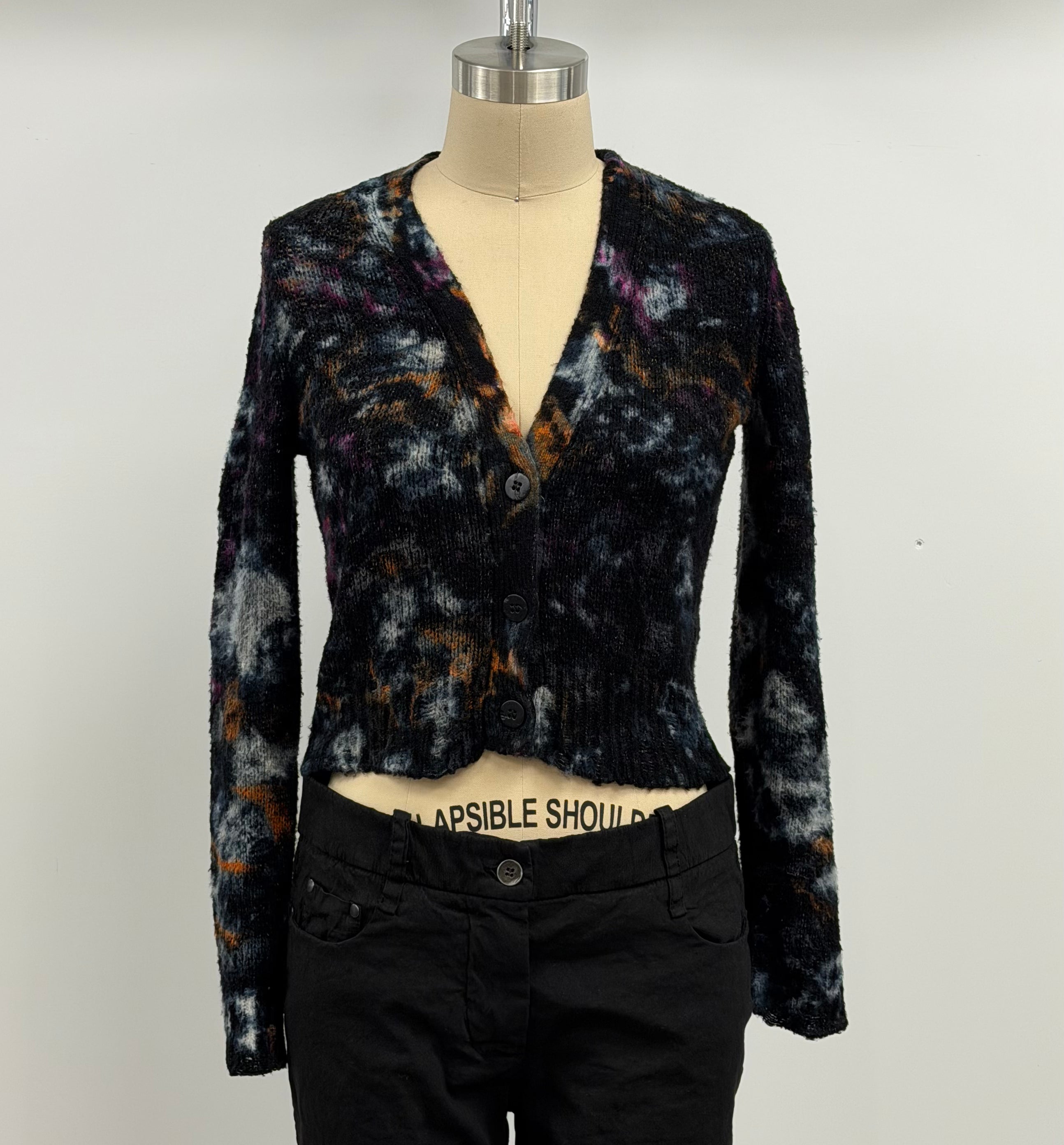 Avant Toi Cropped Mimetic Effect Cardigan in Rosa Fluo