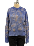 Avant Toi Hand Painted Brush Cotton Pullover in N/Ginepro with Raffia Embroidered Flowers