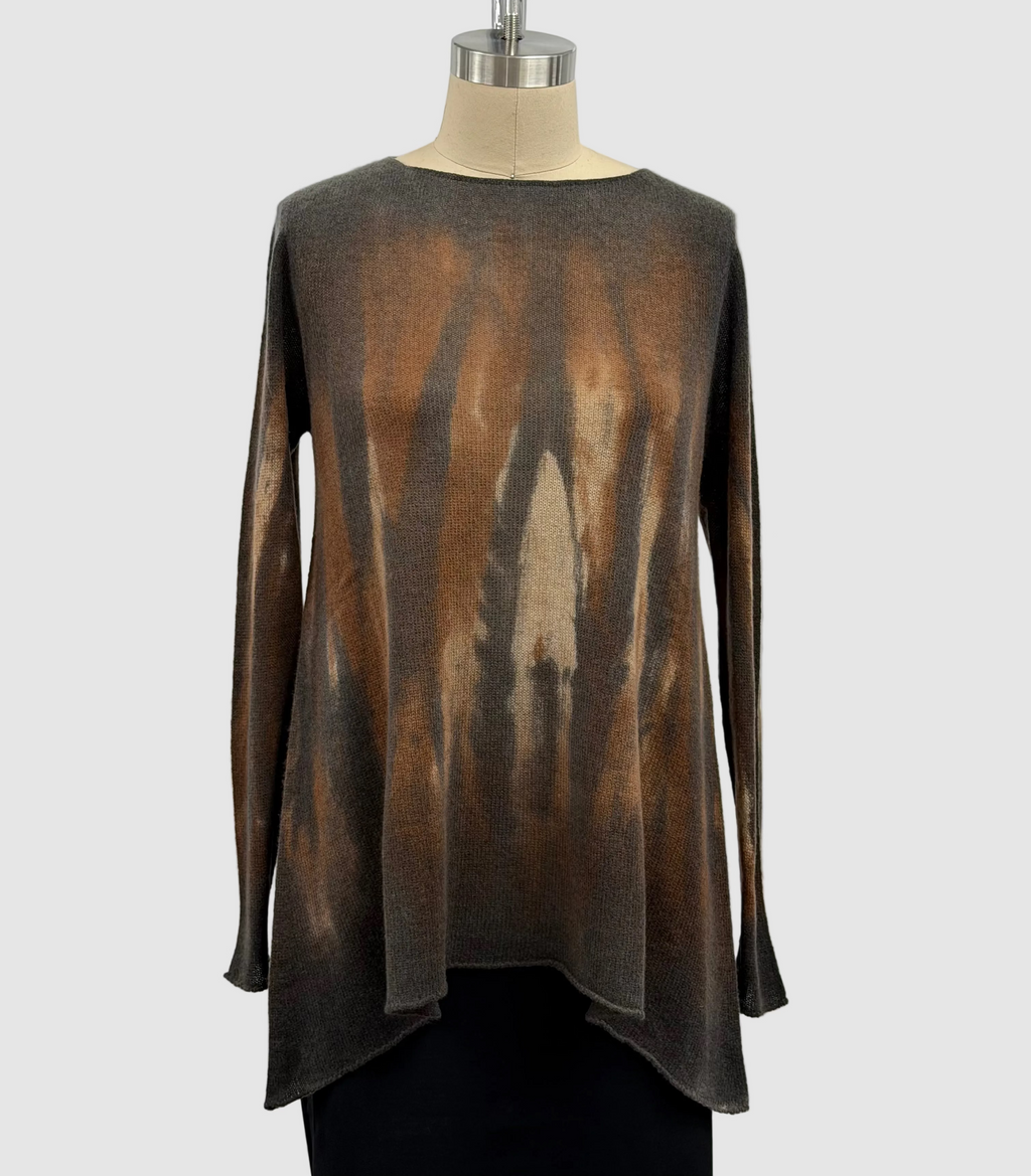 Fissore Bruco Lightweight Cashmere Pullover Sweater in Brown Tones