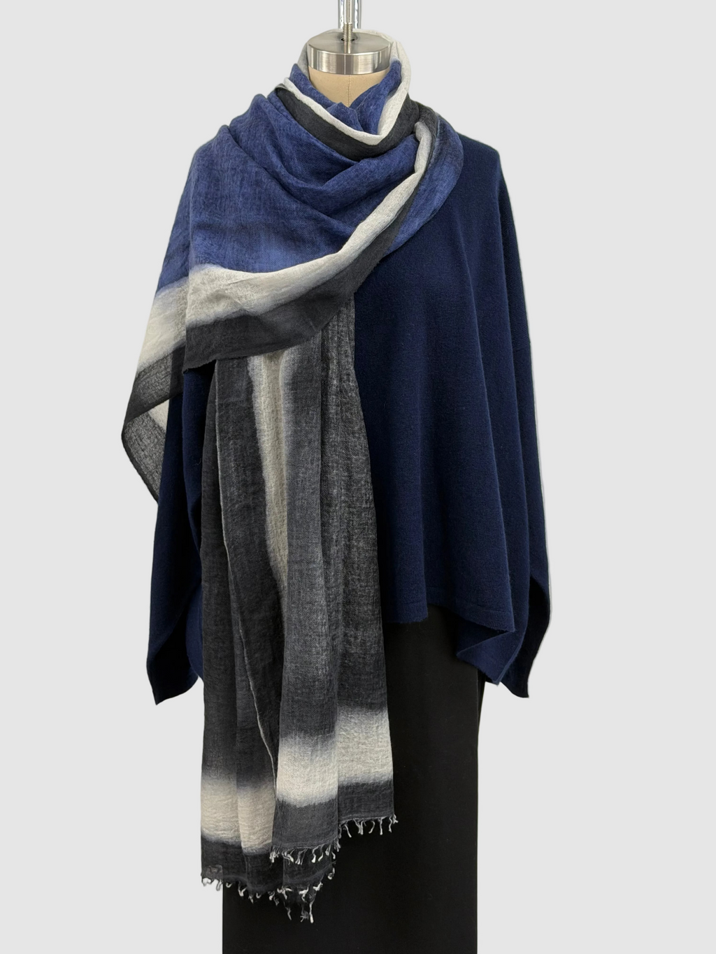 Jarbo Midnight Charcoal Scarf in Hand-Dyed Cashmere