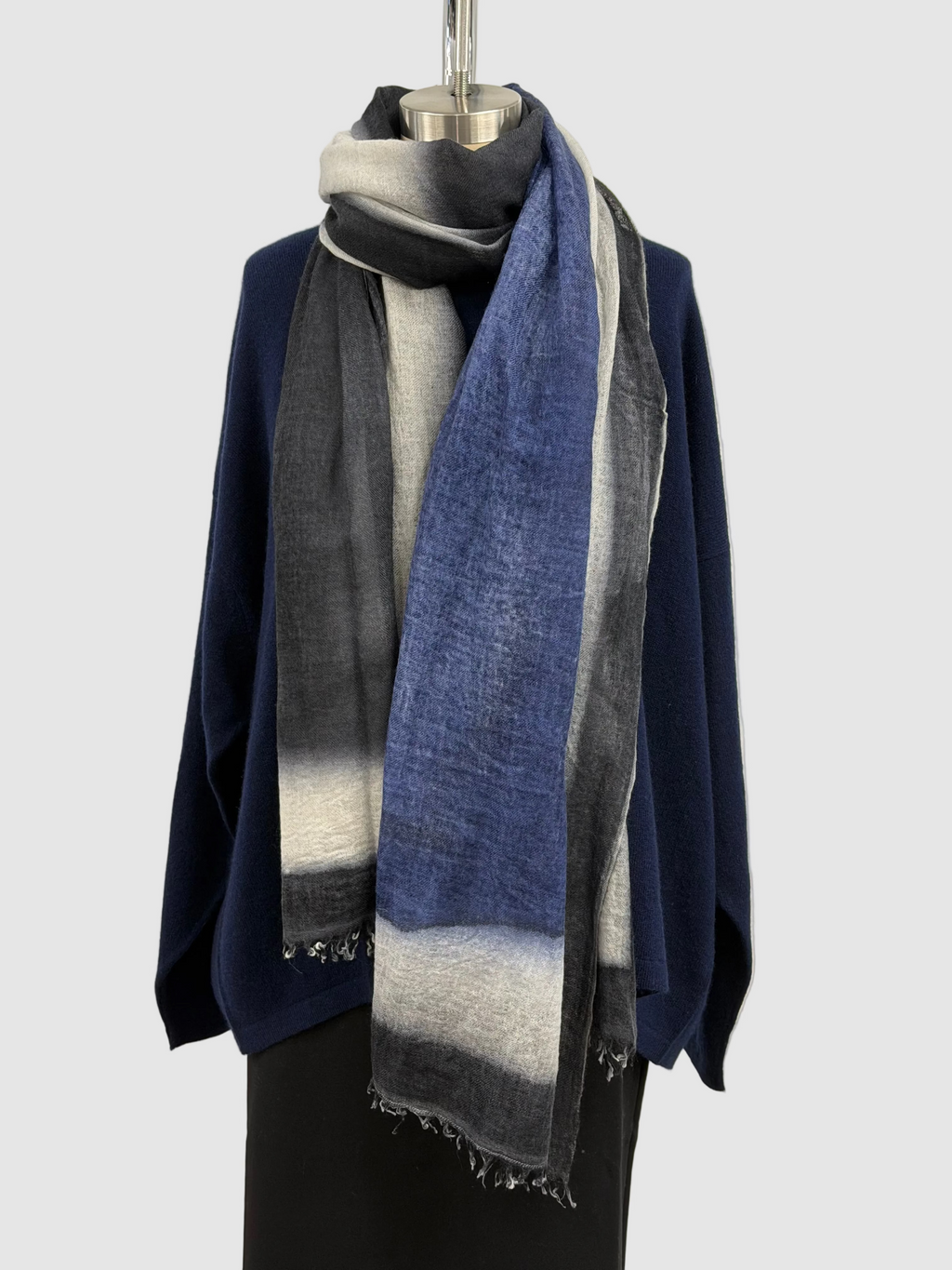 Jarbo Midnight Charcoal Scarf in Hand-Dyed Cashmere