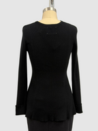Lars Andersson Long Sleeve Peplum in Black In Superfine Merino