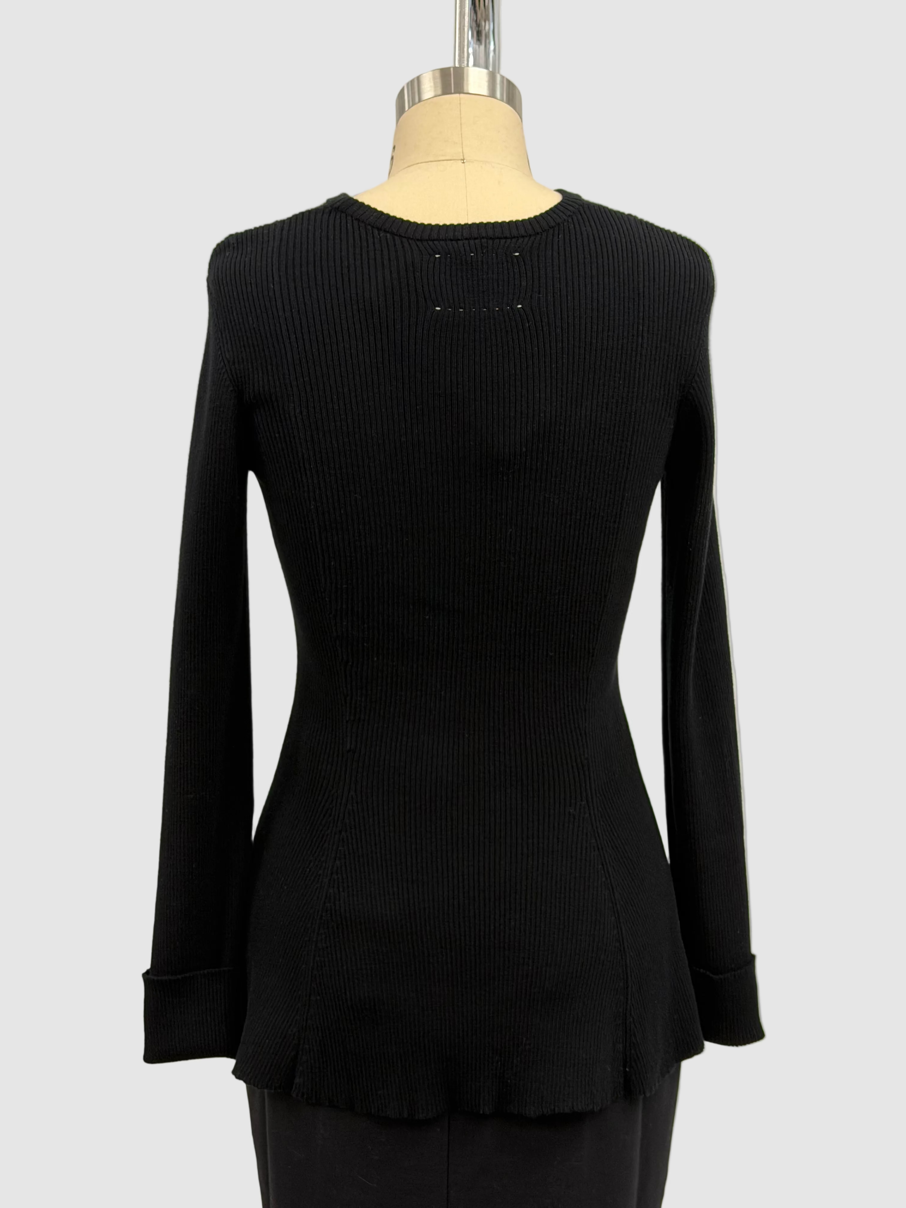 Lars Andersson Long Sleeve Peplum in Black In Superfine Merino