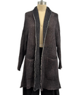 Avant Toi Hand-Painted Cashmere & Silk Square Knit Cardigan in Nero Seppia Purple