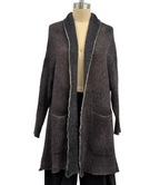 Avant Toi Hand-Painted Cashmere & Silk Square Knit Cardigan in Nero Seppia Purple