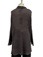 Avant Toi Hand-Painted Cashmere & Silk Square Knit Cardigan in Nero Seppia Purple