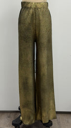 Avant Toi Wool Cashmere Laminated Palazzo Pants In Gold