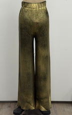 Avant Toi Wool Cashmere Laminated Palazzo Pants In Gold