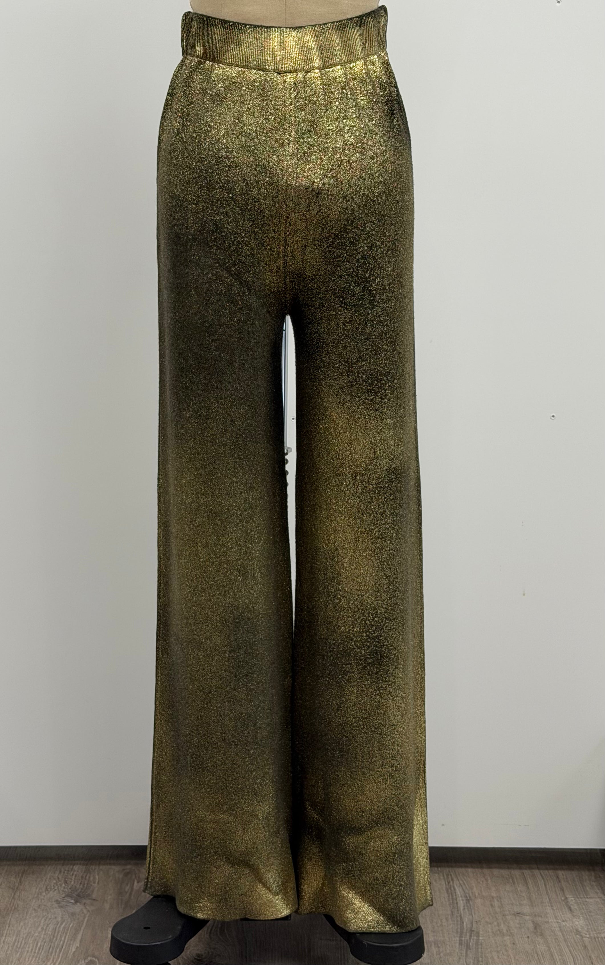 Avant Toi Wool Cashmere Laminated Palazzo Pants In Gold