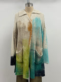 Fissore Hand-Painted Silk Alga Cardigan in Multi-Color