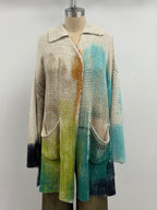 Fissore Hand-Painted Silk Alga Cardigan in Multi-Color