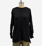 Pas De Calais Crinkle-Finish Wool Gauze Jersey Crewneck Pullover in Black