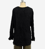 Pas De Calais Crinkle-Finish Wool Gauze Jersey Crewneck Pullover in Black