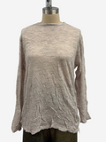 Pas De Calais Crinkle-Finish Wool Gauze Jersey Crewneck Pullover in Ivory