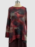 Avant Toi Hand-Painted Ultralight Cashmere Wool Needle Stitch Flared Skirt in N/ Bordeaux
