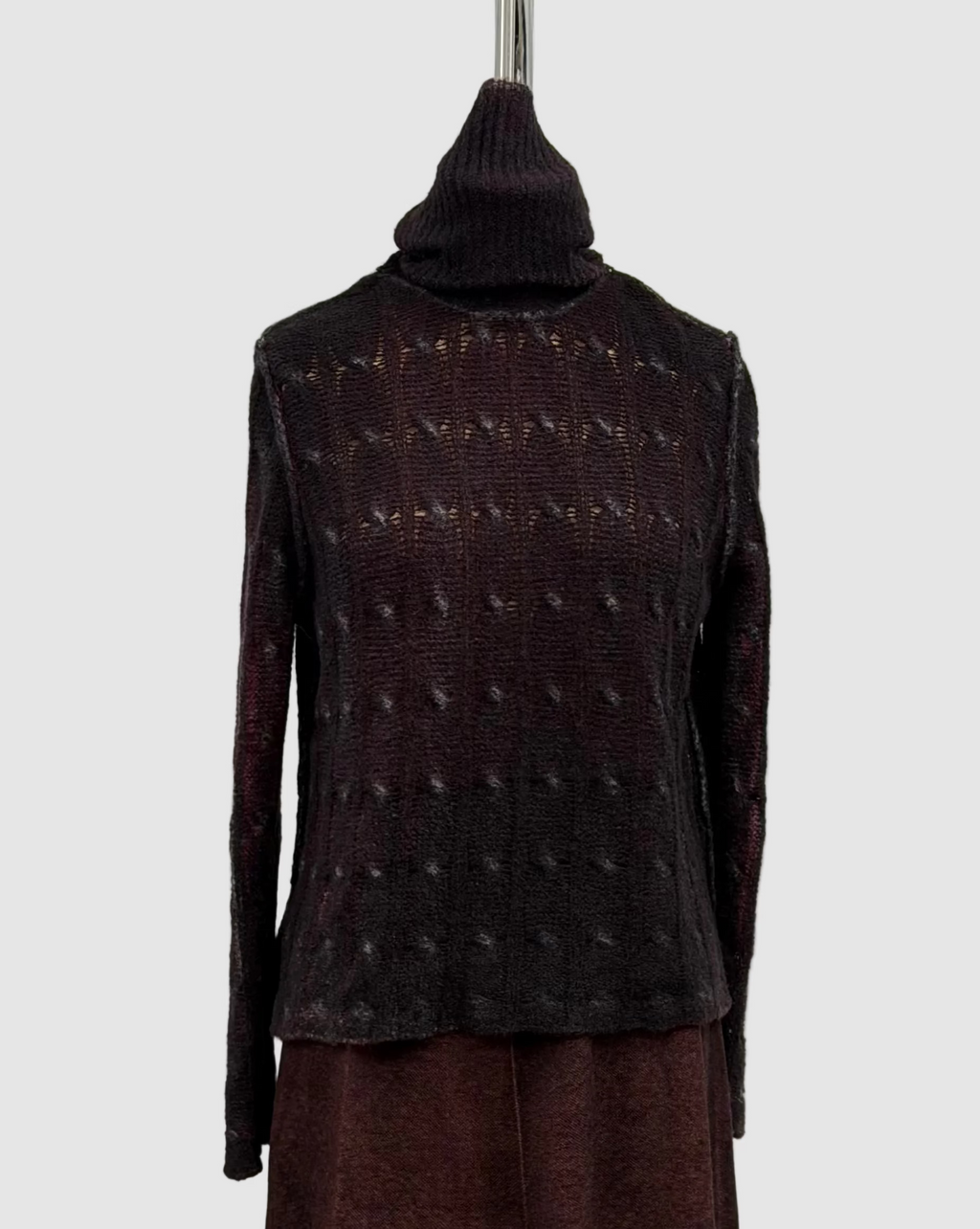 Avant Toi Hand Painted Braided High Neck Cashmere-Silk Pullover In Nero Wine