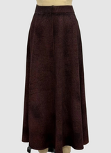 Avant Toi Hand-Painted Ultralight Cashmere Wool Needle Stitch Flared Skirt in N/ Bordeaux