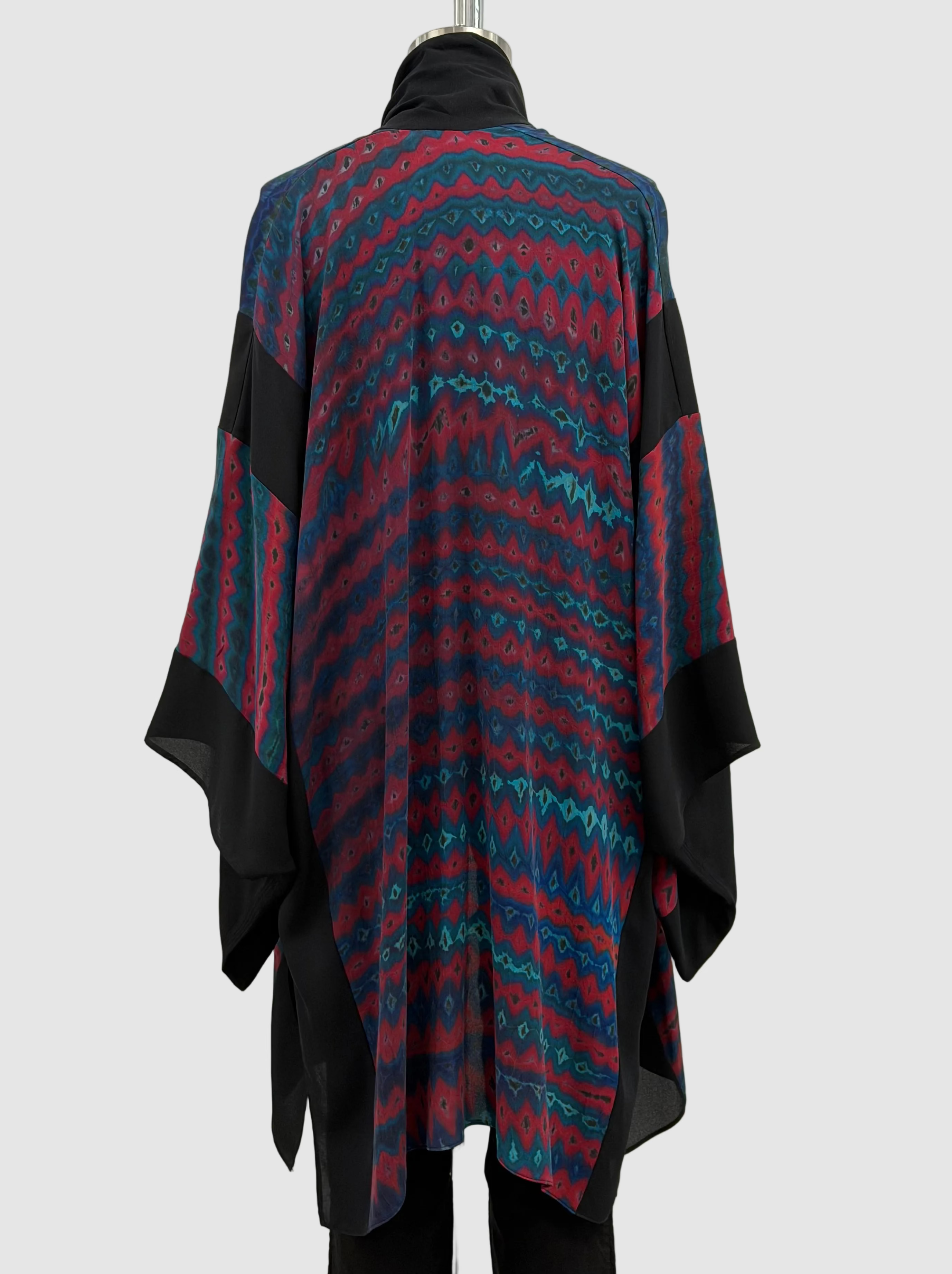 Carter Smith Silk Kimono and Obi in Red/Teal Shibori