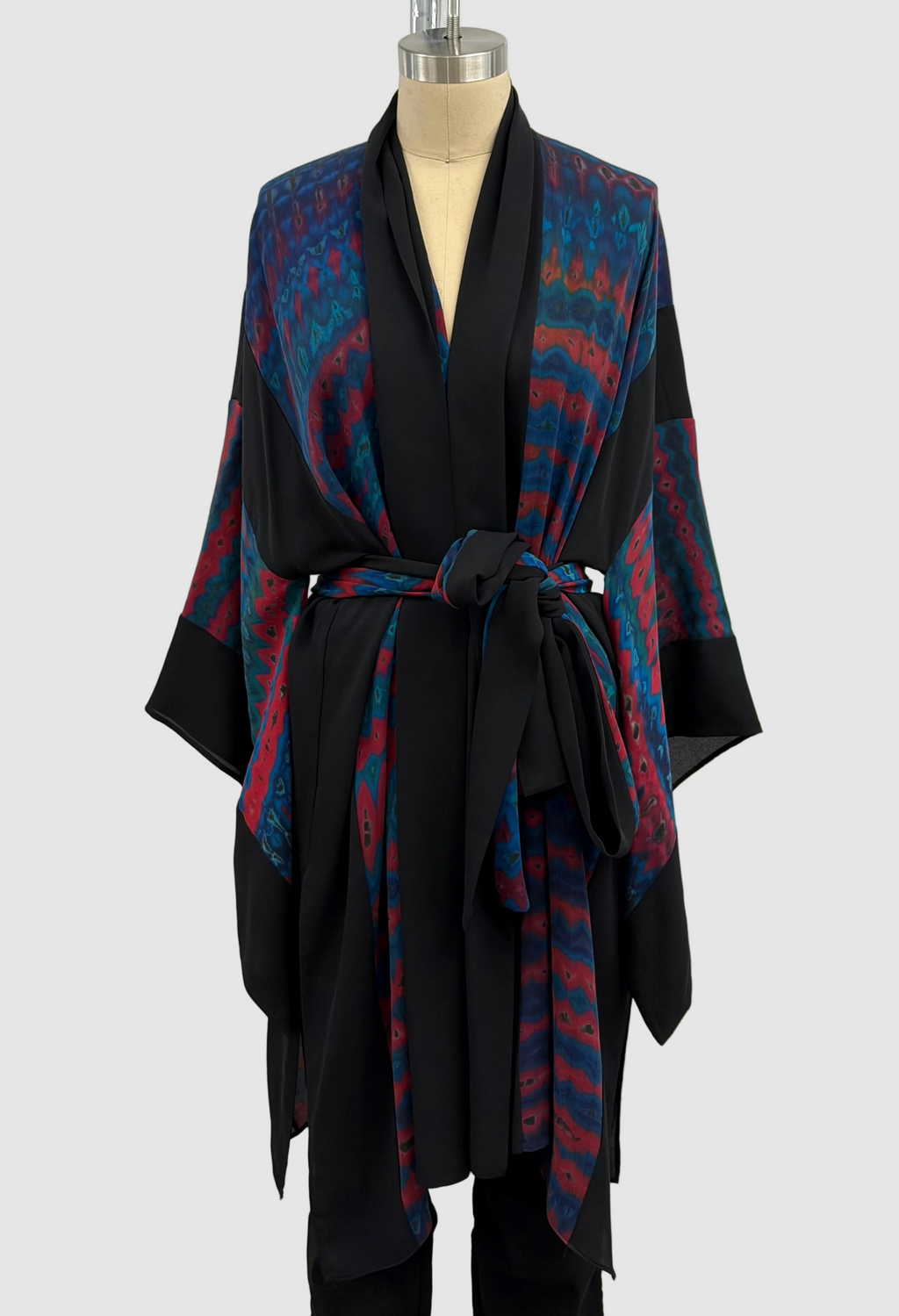Carter Smith Silk Kimono and Obi in Red/Teal Shibori