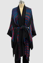 Carter Smith Silk Kimono and Obi in Red/Teal Shibori