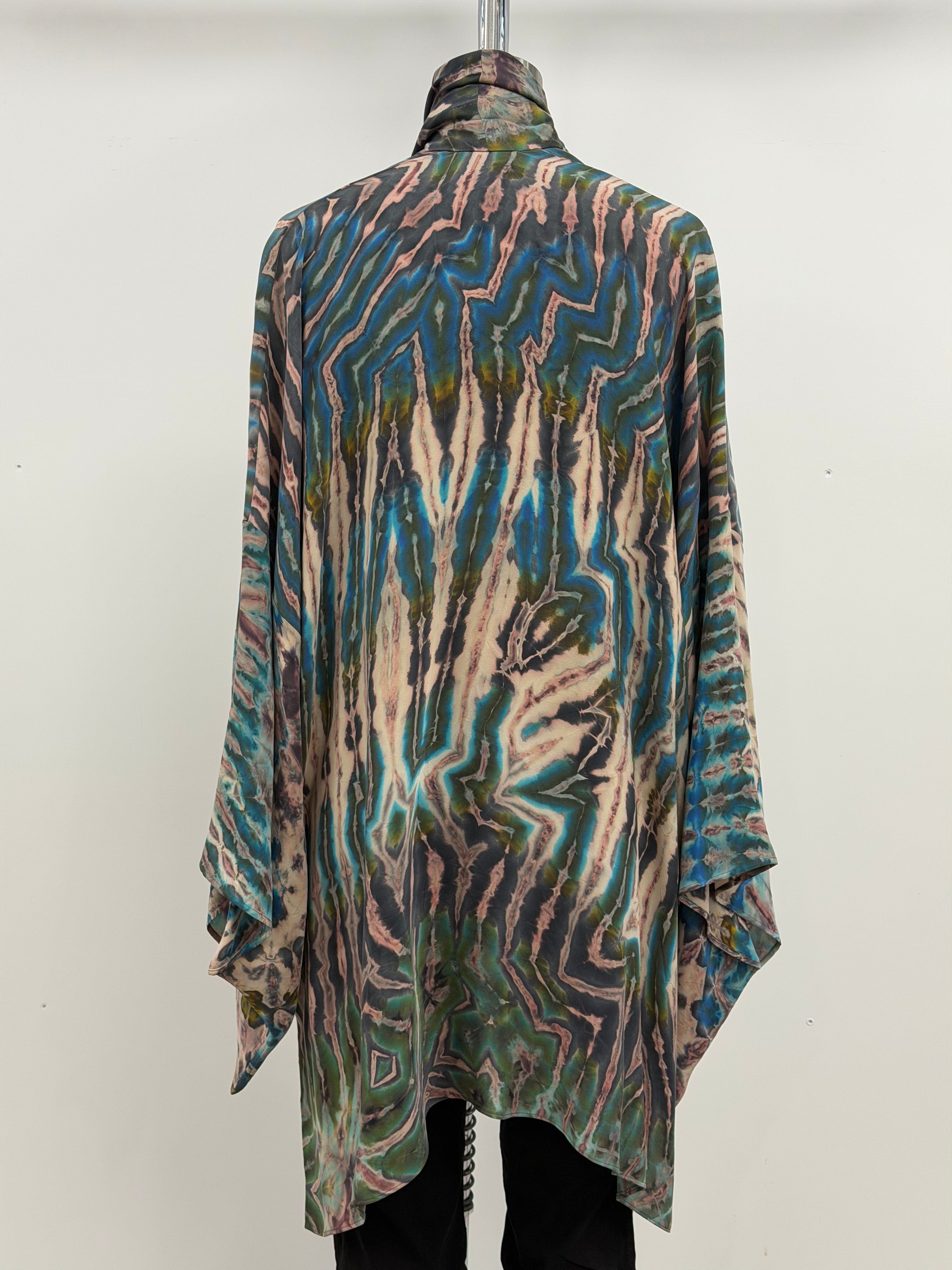 Carter Smith Kimoni and Obi in Pink, Gray, Blue Shibori
