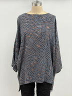 Carter Smith Shibori Mary Top with Scarf in Blue, Gray, and Salmon